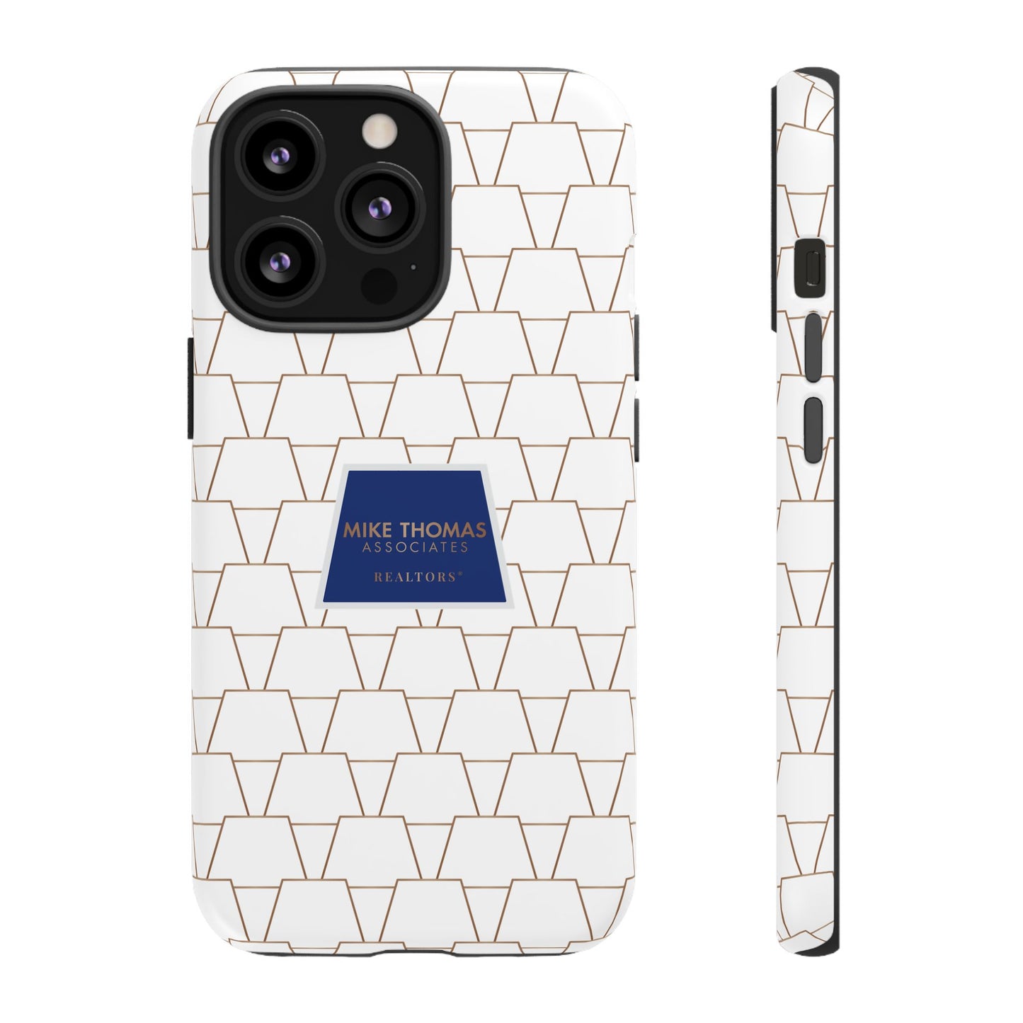 MTA Geometric White & Copper Pattern Phone Case - Tough Cases for Stylish Protection