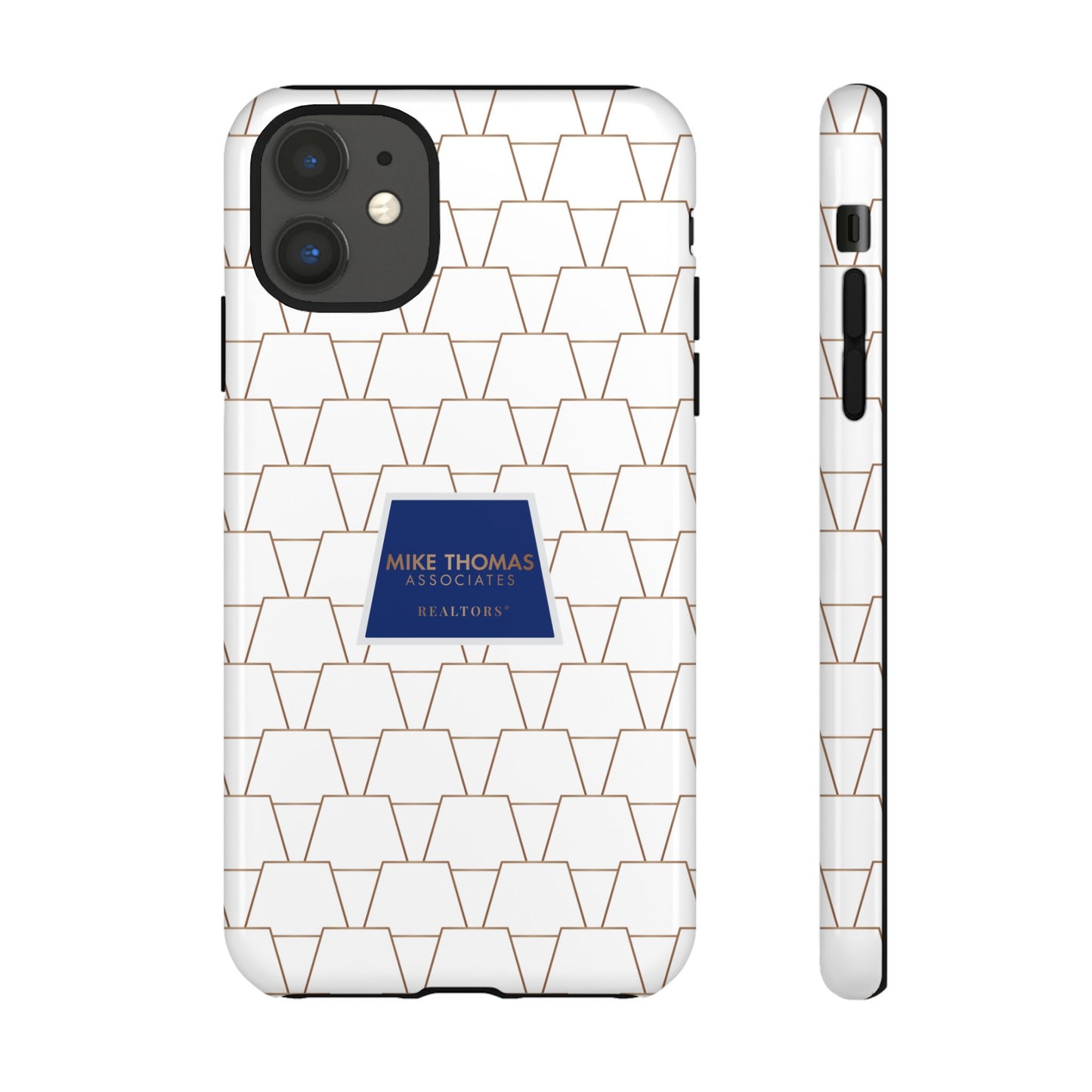 MTA Geometric White & Copper Pattern Phone Case - Tough Cases for Stylish Protection