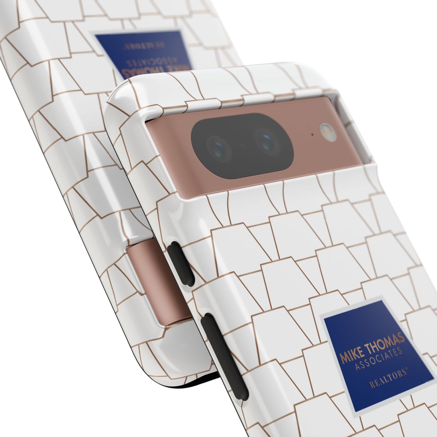 MTA Geometric White & Copper Pattern Phone Case - Tough Cases for Stylish Protection