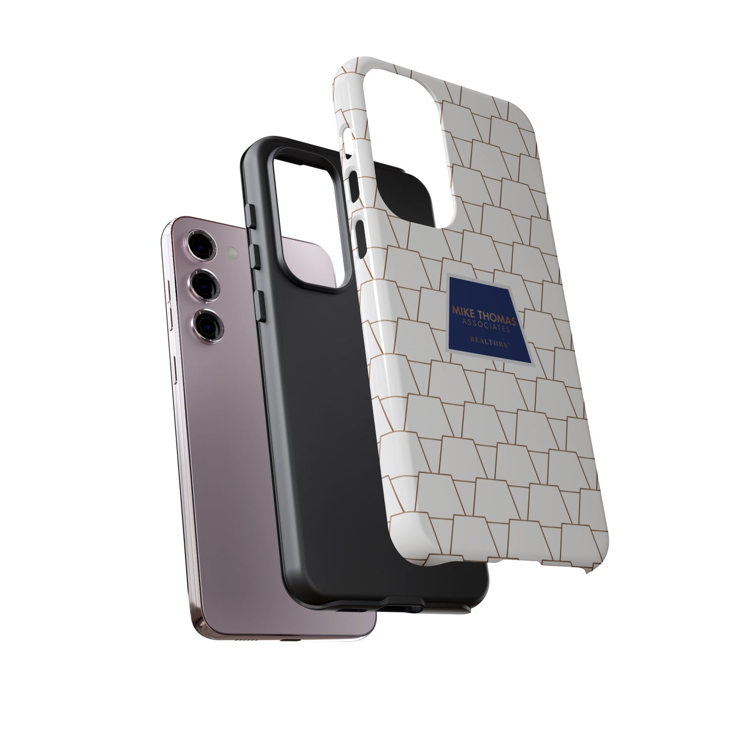 MTA Geometric White & Copper Pattern Phone Case - Tough Cases for Stylish Protection