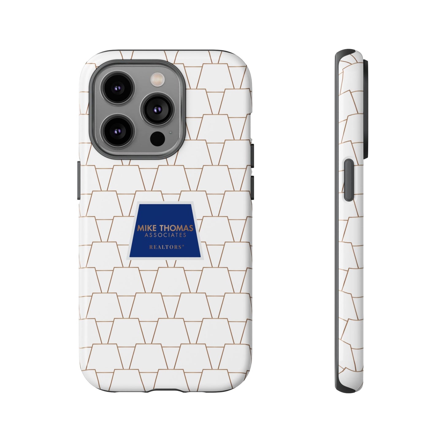 MTA Geometric White & Copper Pattern Phone Case - Tough Cases for Stylish Protection