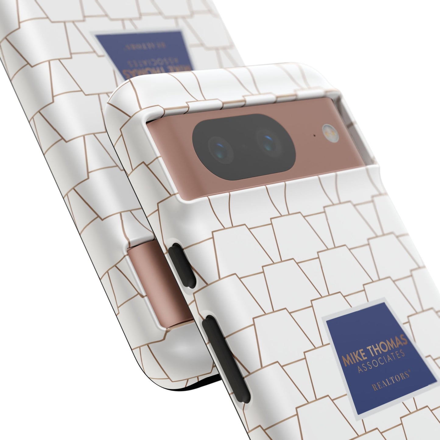 MTA Geometric White & Copper Pattern Phone Case - Tough Cases for Stylish Protection