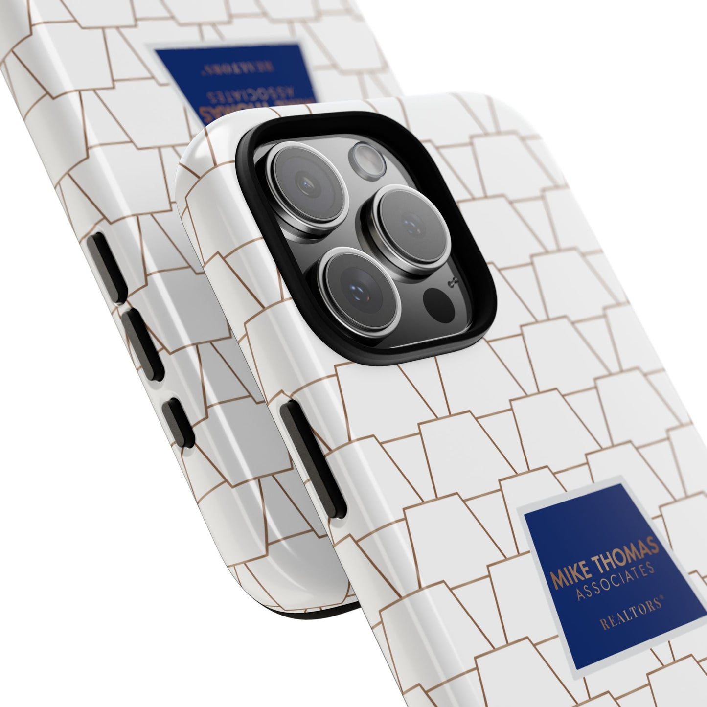 MTA Geometric White & Copper Pattern Phone Case - Tough Cases for Stylish Protection