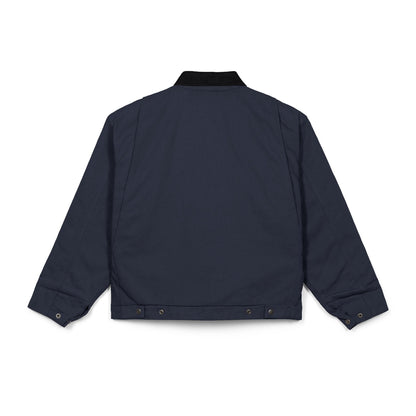 Embroidered Duck Cloth Work Jacket — Durable Black Carpenter Jacket with Small Chest Patch