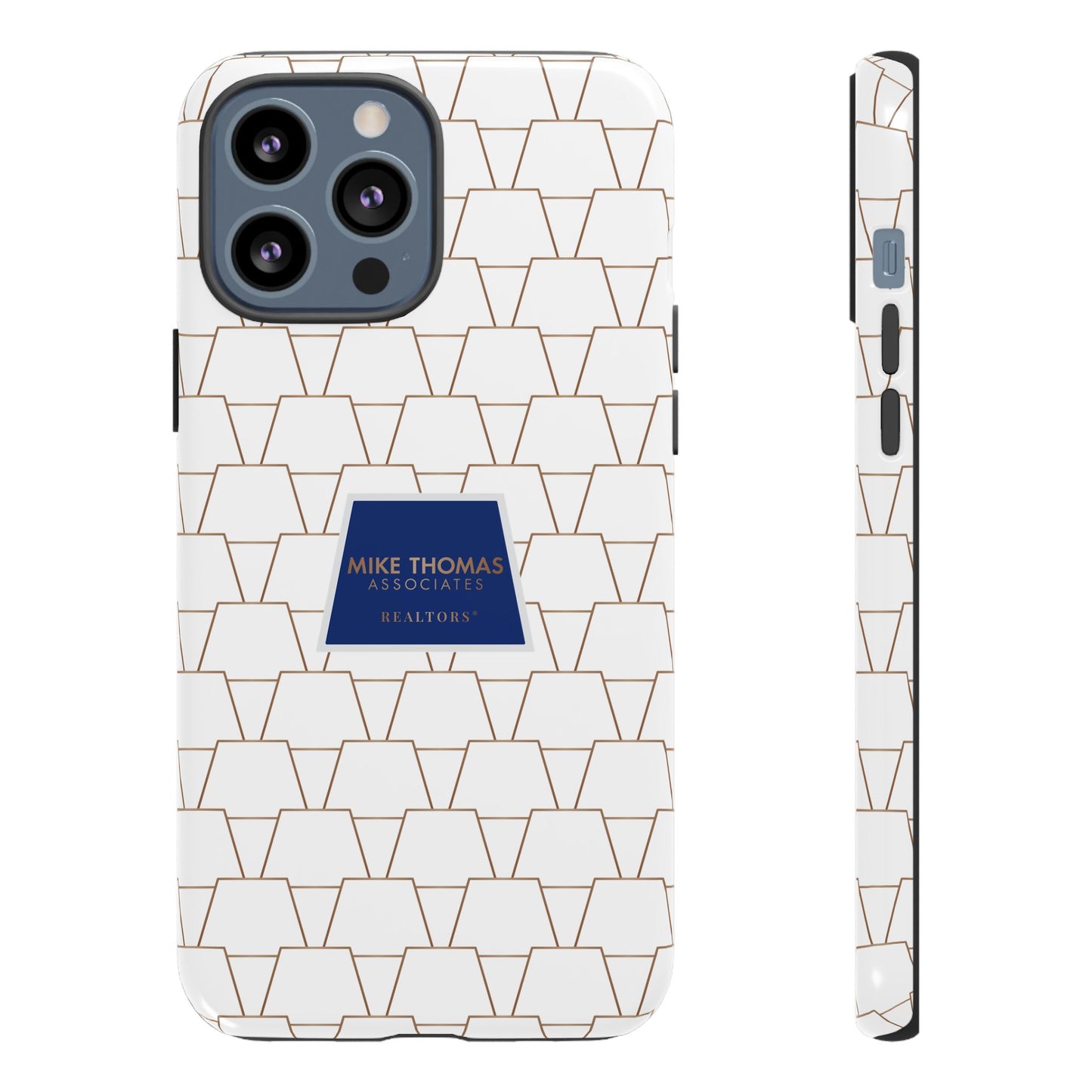 MTA Geometric White & Copper Pattern Phone Case - Tough Cases for Stylish Protection