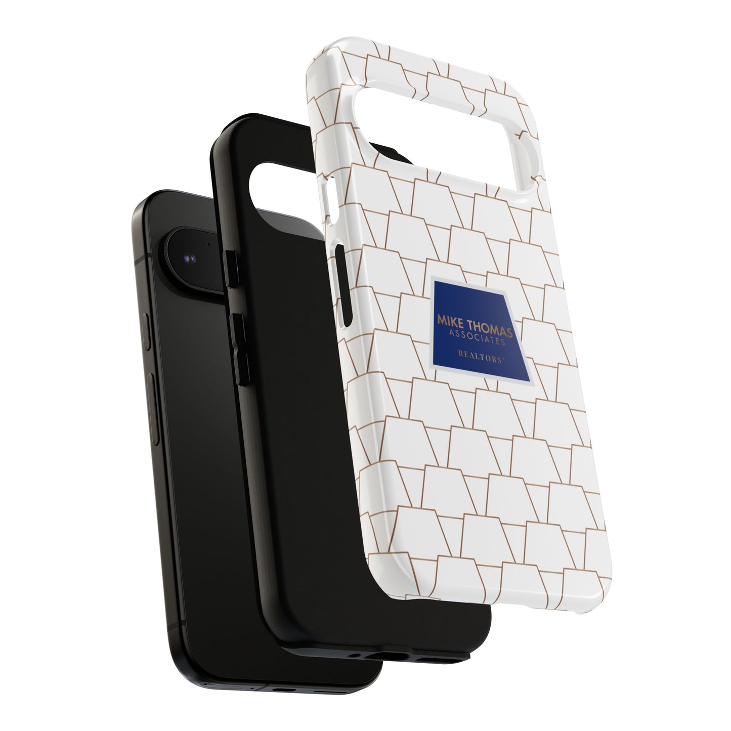 MTA Geometric White & Copper Pattern Phone Case - Tough Cases for Stylish Protection