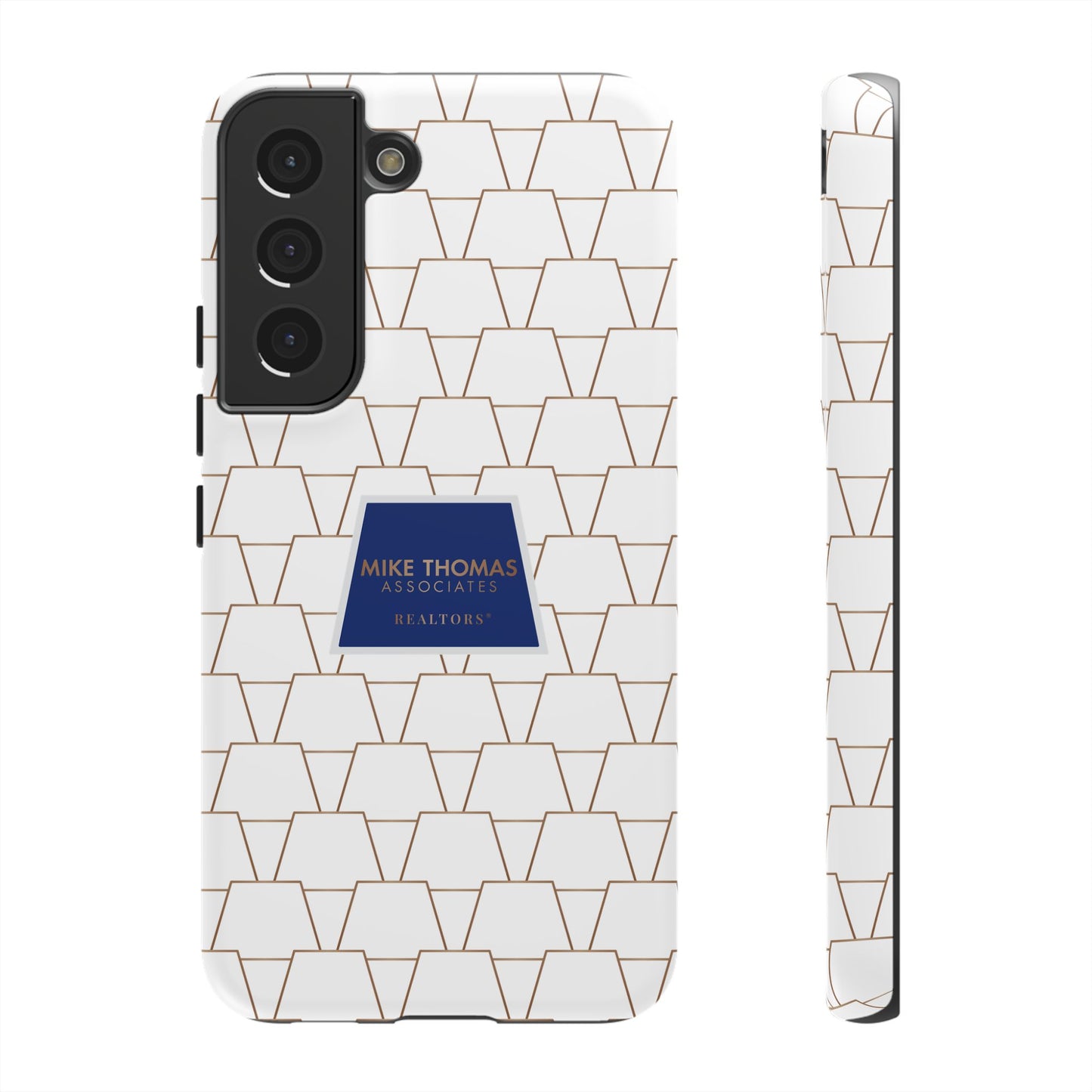 MTA Geometric White & Copper Pattern Phone Case - Tough Cases for Stylish Protection