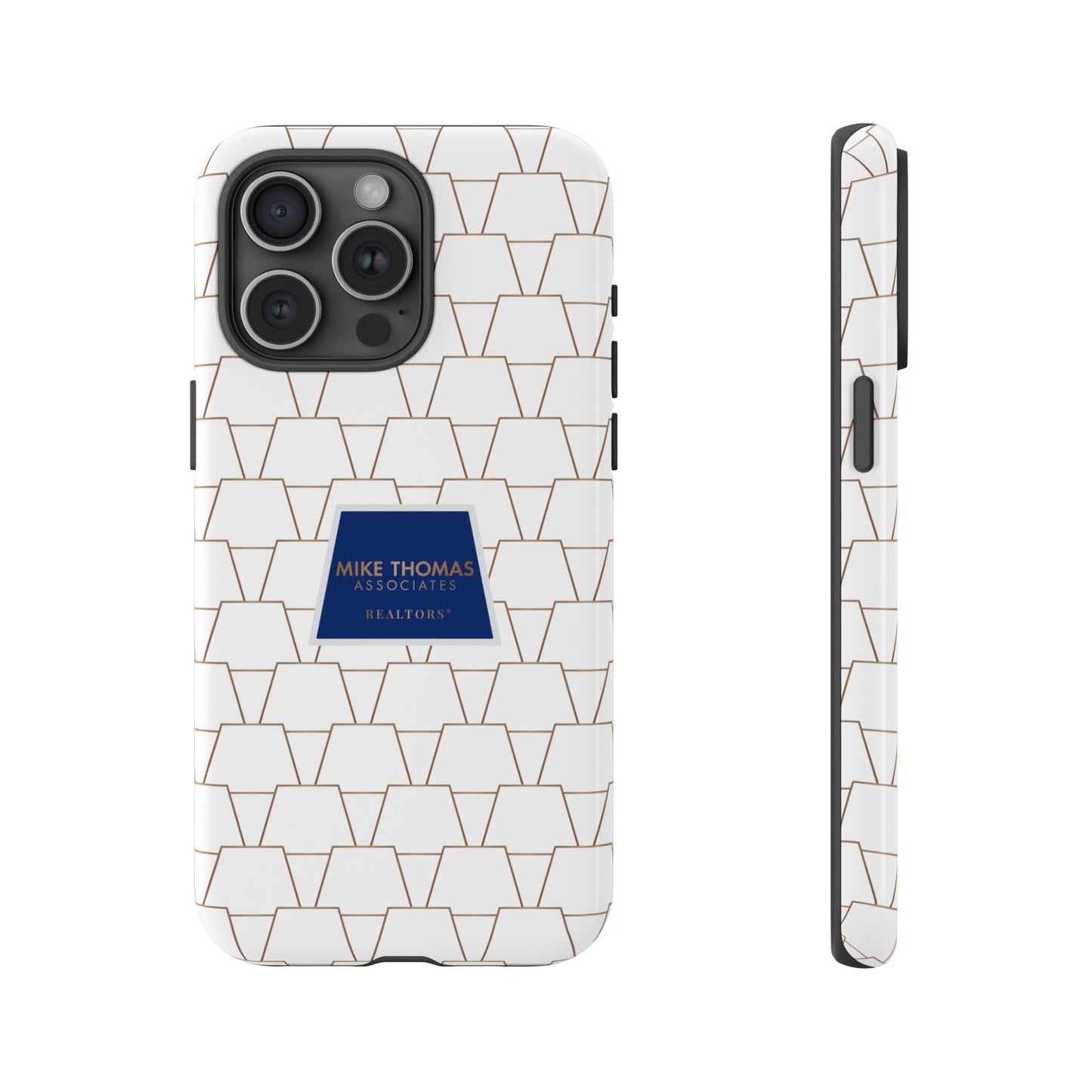 MTA Geometric White & Copper Pattern Phone Case - Tough Cases for Stylish Protection