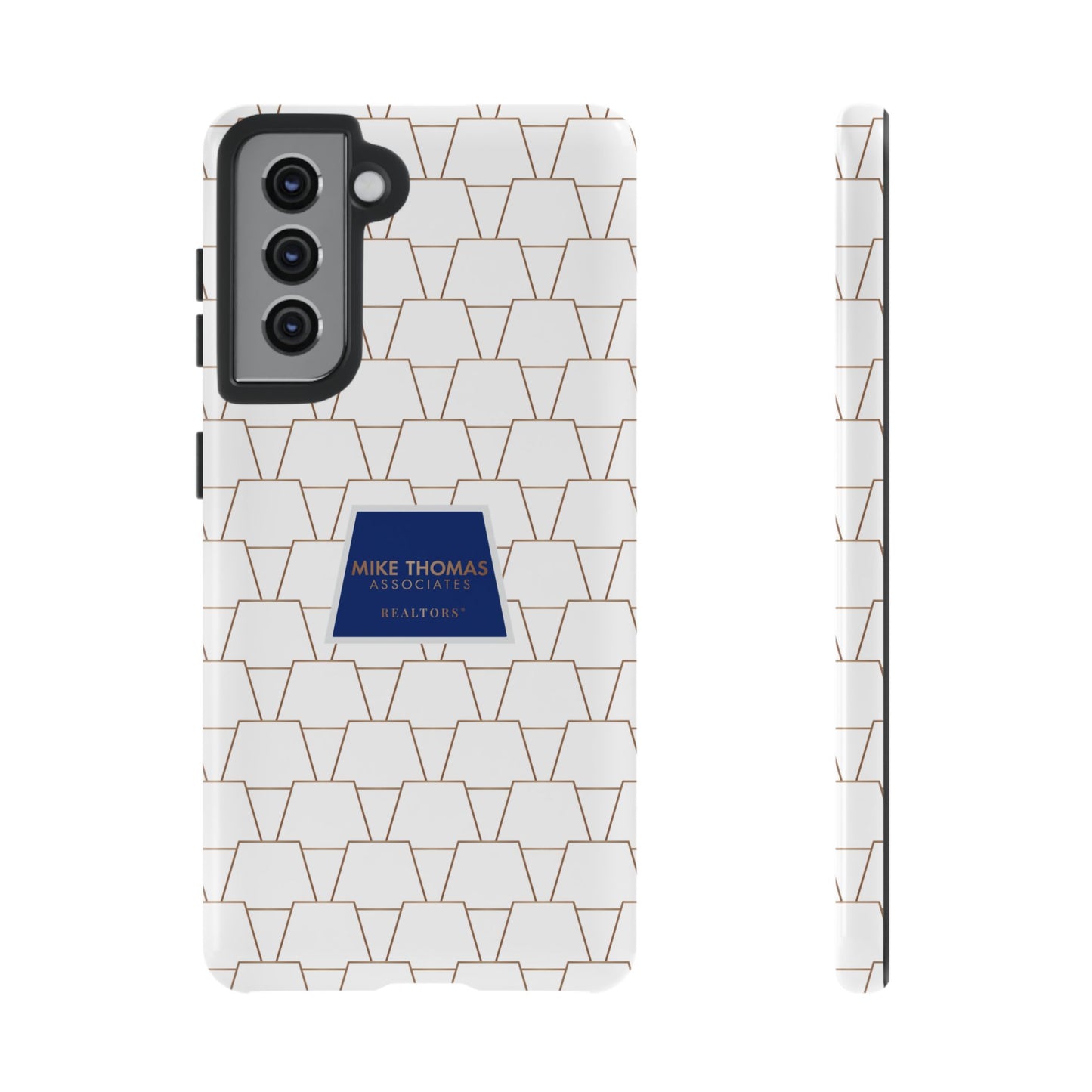 MTA Geometric White & Copper Pattern Phone Case - Tough Cases for Stylish Protection